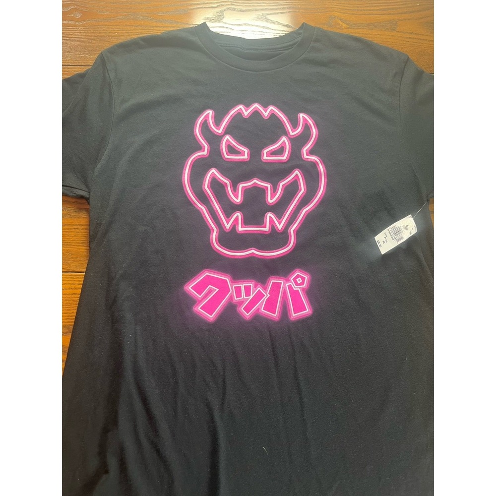 NEW Super Nintendo World Mario Bros Bowser Mens Sz M Black Tee Neon Universal